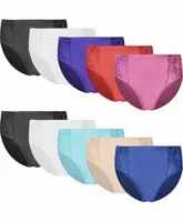 Fine Woman 9-pak dames slip kant - 9039 - Goedkope Multipack onderbroeken - Elastisch katoen