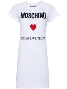 Moschino robe en coton à logo brodé - Blanc