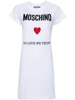 Moschino robe en coton à logo brodé - Blanc