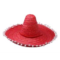 Mexicaanse Sombrero hoed voor heren - carnaval/verkleed accessoires - rood - met ornamenten