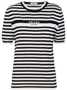 Prada t-shirt rayée à manches courtes - Noir