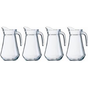 Schenkkan - 4x - 1 liter - transparant - 20 cm - glas - sapkan - waterkan - limonadekan