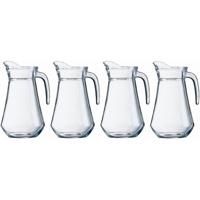 Schenkkan - 4x - 1 liter - transparant - 20 cm - glas - sapkan - waterkan - limonadekan