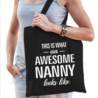 Awesome nanny / oppas cadeau tas zwart voor dames - thumbnail