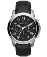 Fossil Heren Grant chronograaf zwart lederen horloge FS4812