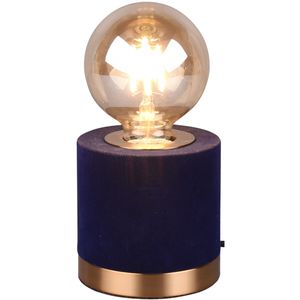 LED Tafellamp - Tafelverlichting - Trion Juda - E27 Fitting - Rond - Mat Blauw - Textiel