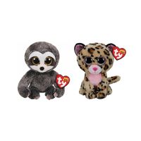 Ty - Knuffel - Beanie Boo's - Dangler Sloth & Livvie Leopard - thumbnail