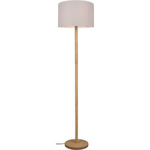 LED Vloerlamp - Trion Kiblon - E27 Fitting - Rond - Mat Bruin - Hout