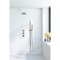 Fortifura Nebbio Regendoucheset - inbouwkraan - inbouwdeel - glijstang - doucheslang metaal - staaf handdouche - 35cm wandarm - ronde hoofddouche - geborsteld koper PVD (koper) SW1183069 SW1111533 SW970048 SW970046 SW970043 SW1