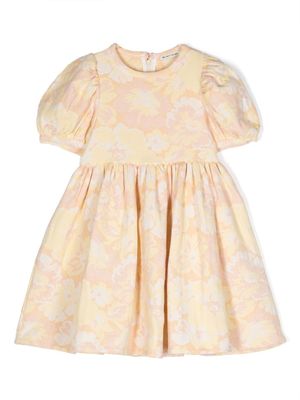 THE NEW SOCIETY robe fleurie à manches bouffantes - Jaune