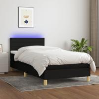 Boxspring met matras en LED stof zwart 90x190 cm
