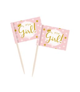 Cocktailprikkers Vlaggetjes - It's A Girl (50st)