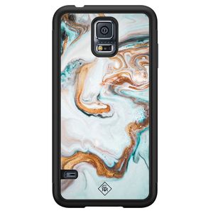 Samsung Galaxy S5 hoesje - Marmer blauw goud