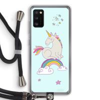 Regenboog eenhoorn: Samsung Galaxy A41 Transparant Hoesje met koord