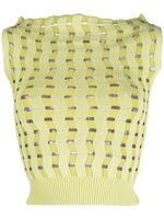 Kiko Kostadinov haut crop en maille à découpes - Vert