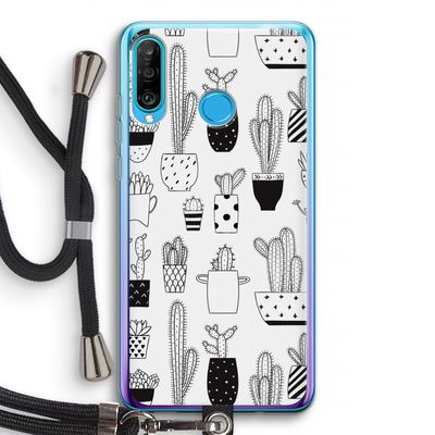 Cactusmotief: Huawei P30 Lite Transparant Hoesje met koord