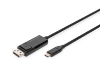 Digitus AK-300334-020-S USB-C-displaykabel DisplayPort / USB-C Aansluitkabel DisplayPort-stekker, USB-C stekker 2.00 m Zwart Afgeschermd (drievoudig),