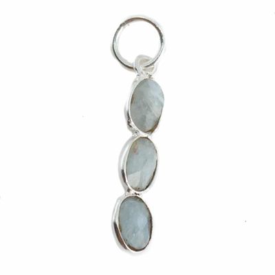 Edelsteen Hanger Aquamarijn 3 Stenen - Zilver - 20 x 4 mm