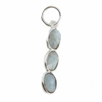 Edelsteen Hanger Aquamarijn 3 Stenen - Zilver - 20 x 4 mm