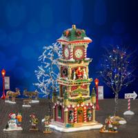 Kerstdorpminiatuur The Village Square Clock Tower Set 14x43x34 cm - Lemax