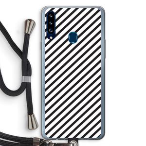 Strepen zwart-wit: Samsung Galaxy A20s Transparant Hoesje met koord