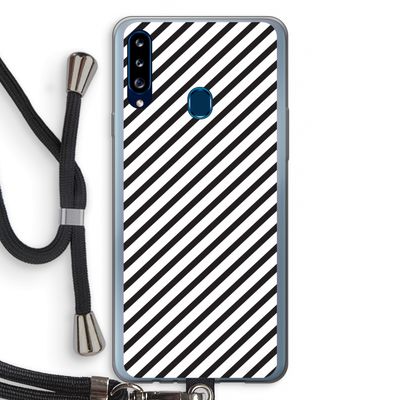 Strepen zwart-wit: Samsung Galaxy A20s Transparant Hoesje met koord