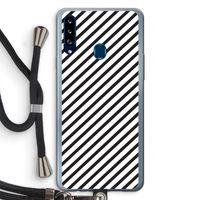 Strepen zwart-wit: Samsung Galaxy A20s Transparant Hoesje met koord