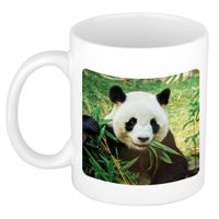 Bamboe etende panda koffiemok / theebeker wit 300 ml voor de natuurliefhebber - feest mokken