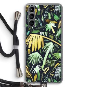 Tropical Palms Dark: Samsung Galaxy S21 Transparant Hoesje met koord