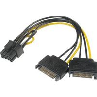 Akasa AK-CBPW19-15 kabeladapter/verloopstukje 6+2pin PCIe SATA Zwart - thumbnail