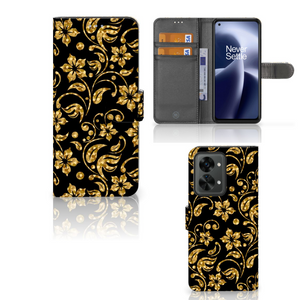 OnePlus Nord 2T Hoesje Gouden Bloemen