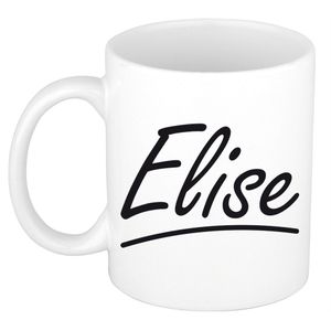 Naam cadeau mok / beker Elise met sierlijke letters 300 ml