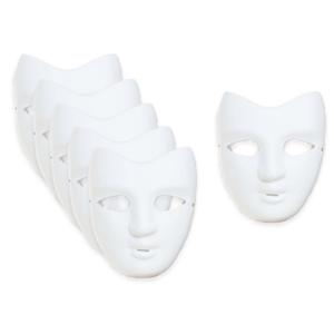 Grimeer masker DIY - 8x - wit - van kunststof - met elastiekje - volwassenen