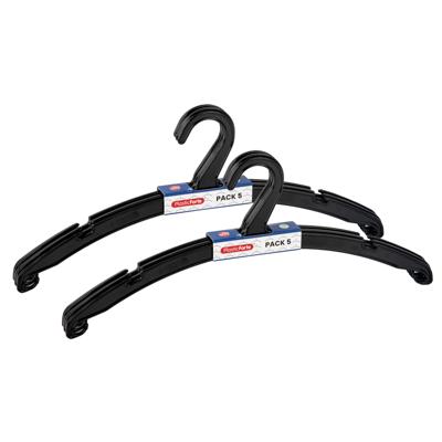 Kledinghangers Jackets - 10x stuks - kunststof - zwart - 42 cm - vaste haak