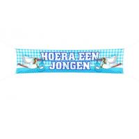 Grote vlag Straatbanier - Hoera een jongen - Geboorte versiering - 40 x 180 cm - buiten