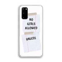No Girls Allowed Unless: Samsung Galaxy S20 Transparant Hoesje