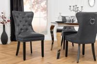 Chesterfield Stoel CASTLE Zwart Kunstleer Massief Hout met Comfort Handvat - 44585