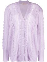 TWINSET cardigan en maille ajourée à col v - Violet