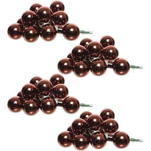 40x Roodbruine mini kerstballen kerststukje stekers 2,5 cm glans