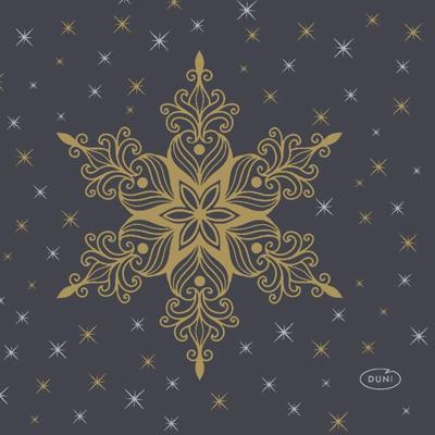 Duni servetten snowstars black 24x24cm