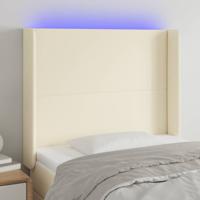 Hoofdbord LED 103x16x118/128 cm kunstleer crèmekleurig