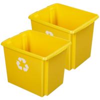 Sunware opslagbox - 2x - kunststof - 45 liter - geel - 45 x 36 x 36 cm - opbergers - stapelbaar