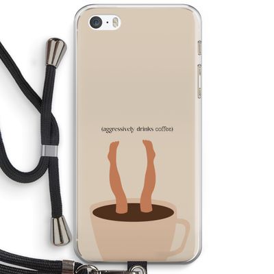 Aggressively drinks coffee: iPhone 5 / 5S / SE Transparant Hoesje met koord