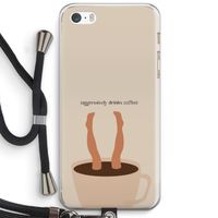 Aggressively drinks coffee: iPhone 5 / 5S / SE Transparant Hoesje met koord