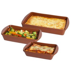 Set van 3 Tapas ovenschalen - rechthoek - terracotta - 20 cm - 26 cm - 38 cm