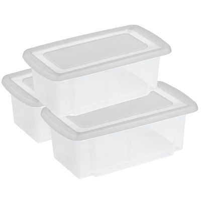 Sunware 3x opslagbox kunststof 7 liter transparant 38 x 21 x 14 cm met deksel