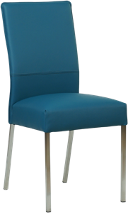 Blauwe leren moderne eetkamerstoel Real - poot vierkant rvs - Toledo Leer Turquoise (blauw leer)