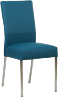 Blauwe leren moderne eetkamerstoel Real - poot vierkant rvs - Toledo Leer Turquoise (blauw leer)