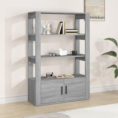 Dressoir 80x30x119,5 cm bewerkt hout grijs sonoma eikenkleurig