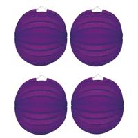 Party Lampion van papier - 6x - ronde vorm - paars - Dia 22 cm - versieringen - buiten